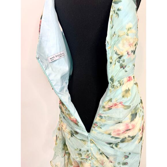 Mac Duggal Floral Ruffle Hem Dress Size 8 Hi-Low Asymmetrical Party Cocktail - Picture 6 of 7